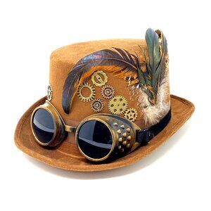 Steampunk Top Hat Metallic Scientist Time Traveler Halloween Costume Cosplay Hat